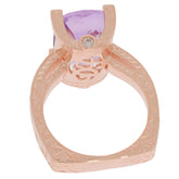 Cushion purple amethyst sterling silver ring with accent, showcasing intricate detailing and elegant design.